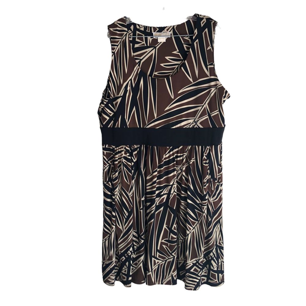 Michael Kors Women's Midi Dress Plus 2X Sleeveless Geometric Stretch A Line